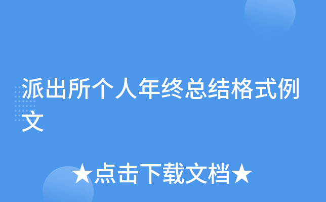 派出所个人年终总结格式例文
