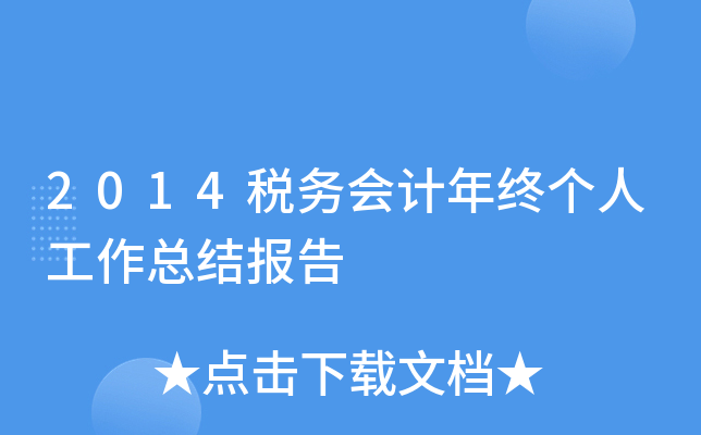 2014税务会计年终个人工作总结报告