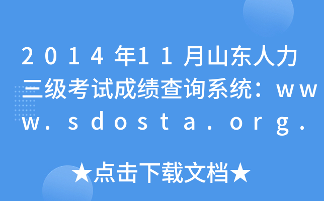 2014年11月山东人力三级考试成绩查询系统：www.sdosta.org.cn