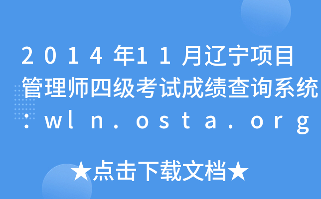 2014年11月辽宁项目管理师四级考试成绩查询系统：wln.osta.org.cn