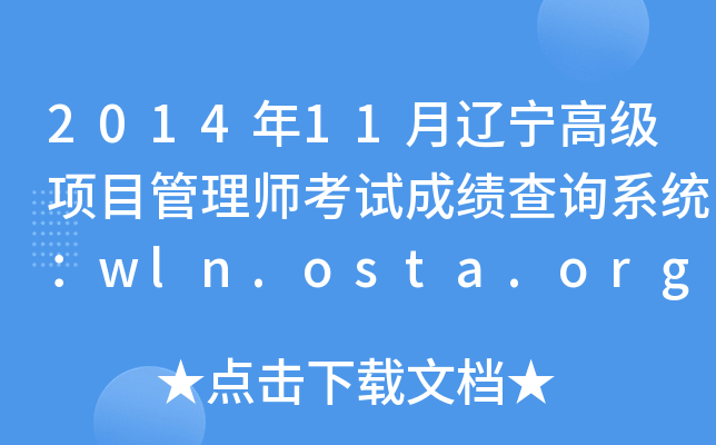 2014年11月辽宁高级项目管理师考试成绩查询系统：wln.osta.org.cn