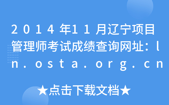 2014年11月辽宁项目管理师考试成绩查询网址：ln.osta.org.cn