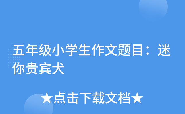 五年级小开云kaiyun(中国)生作文题目：迷你贵宾犬