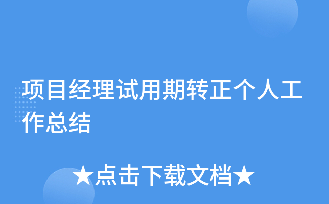 项目经理试用期转正个人工作总结
