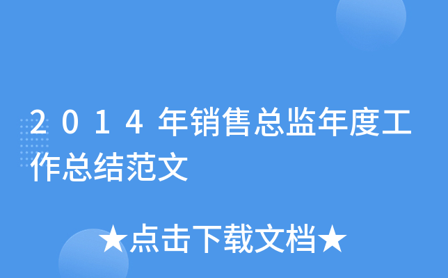 2014年销售总监年度工作总结范文