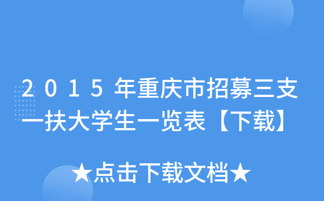 2015年重庆市招募三支一扶大开云kaiyun(中国)生一览表【下载】