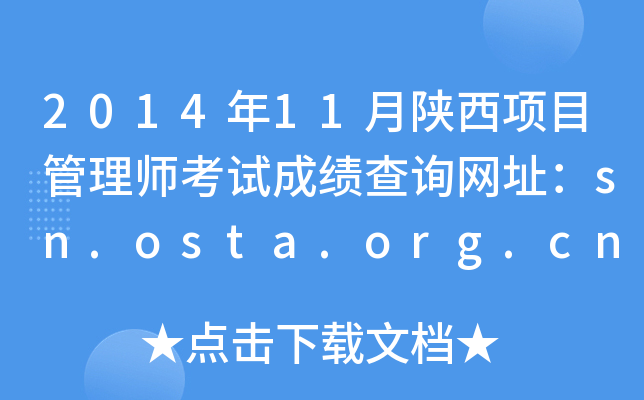 2014年11月陕西项目管理师考试成绩查询网址：sn.osta.org.cn