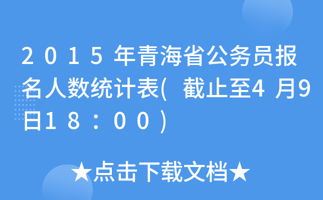 2015年青海省公务员报名人数统计表(截止至4月9日18：00)