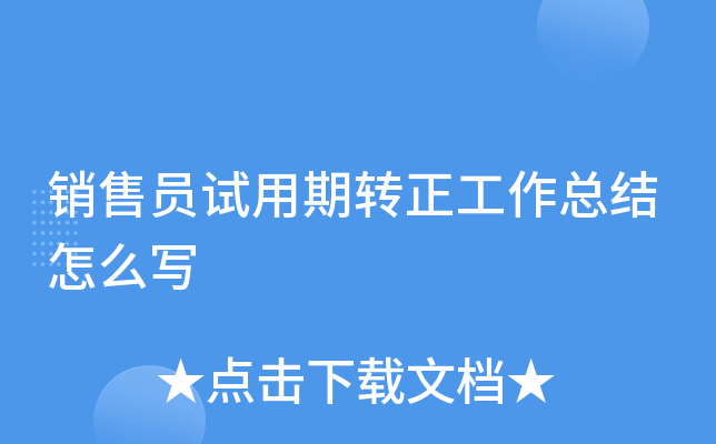 销售员试用期转正工作总结怎么写