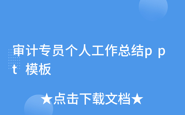 审计专员个人工作总结ppt模板
