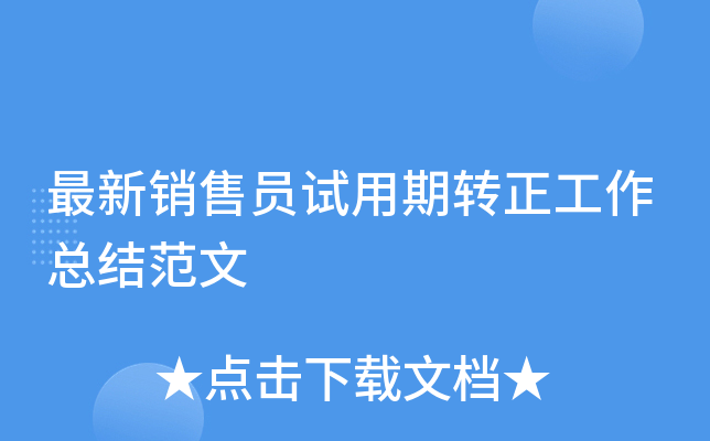 最新销售员试用期转正工作总结范文