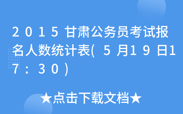 2015甘肃公务员考试报名人数统计表(5月19日17:30)