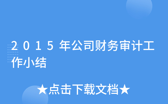 2015年公司财务审计工作小结