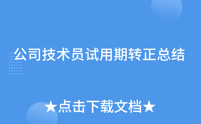 公司技术员试用期转正总结