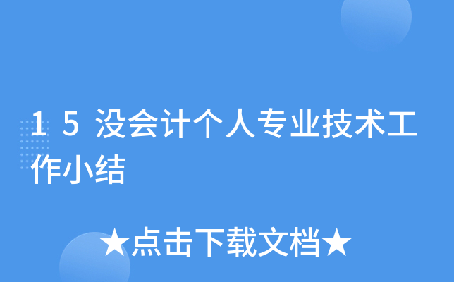 15没会计个人专业技术工作小结