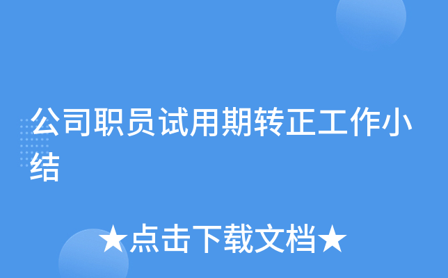 公司职员试用期转正工作小结