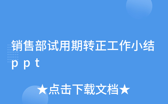 销售部试用期转正工作小结ppt