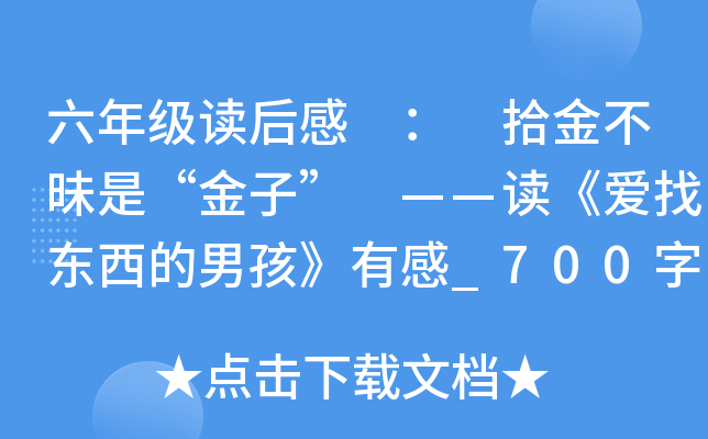 六年级读后感 ： 拾金不昧是“金子” ——读《爱找东西的男孩》有感_700字
