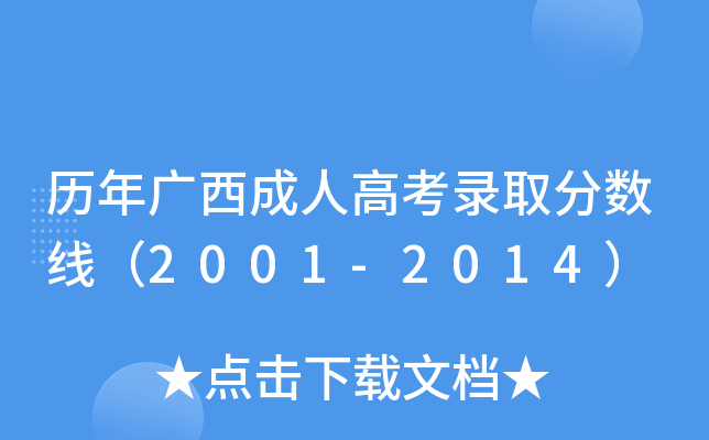 历年广西成人高考录取分数线（2001-2014）