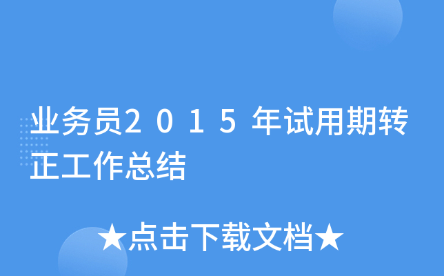 业务员2015年试用期转正工作总结