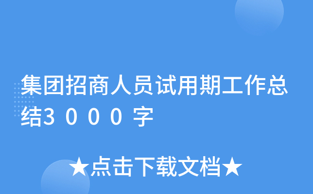 集团招商人员试用期工作总结3000字