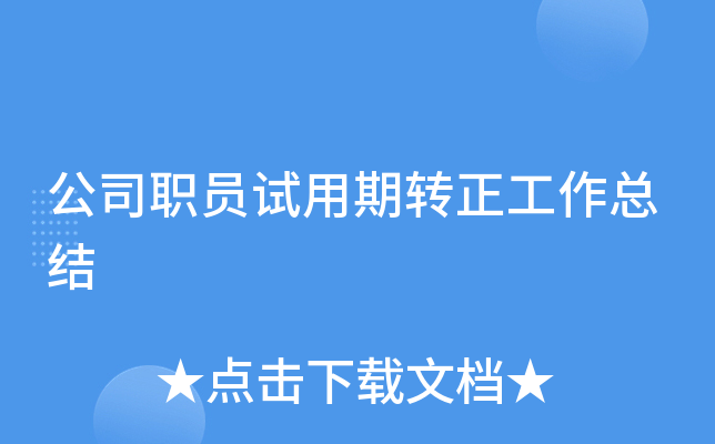 公司职员试用期转正工作总结