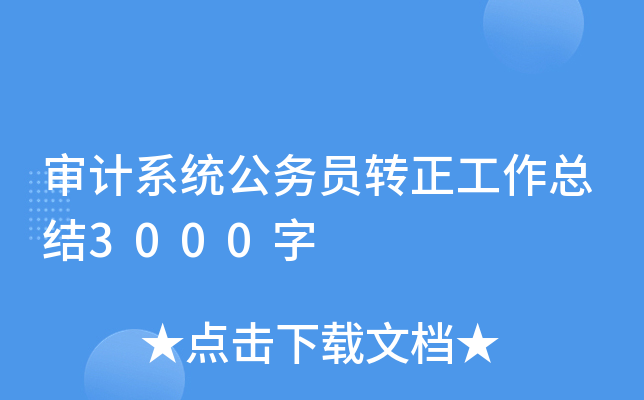 审计系统公务员转正工作总结3000字