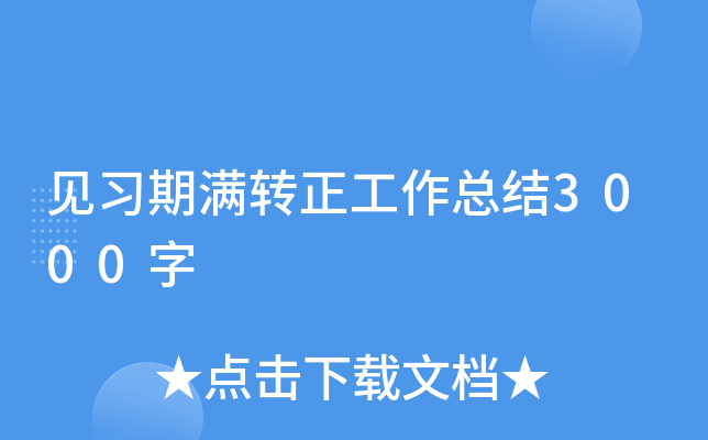 见习期满转正工作总结3000字