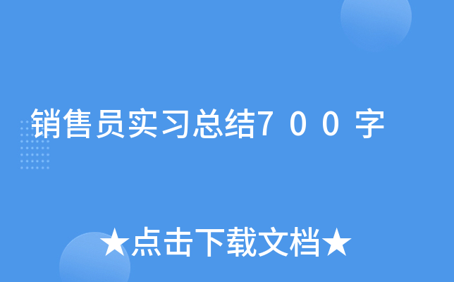 销售员实习总结700字
