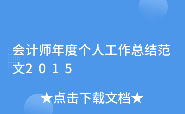 会计师年度个人工作总结范文2015