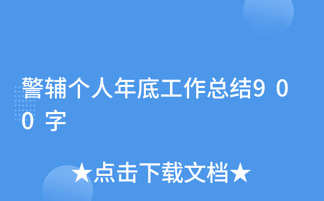 警辅个人年底工作总结900字