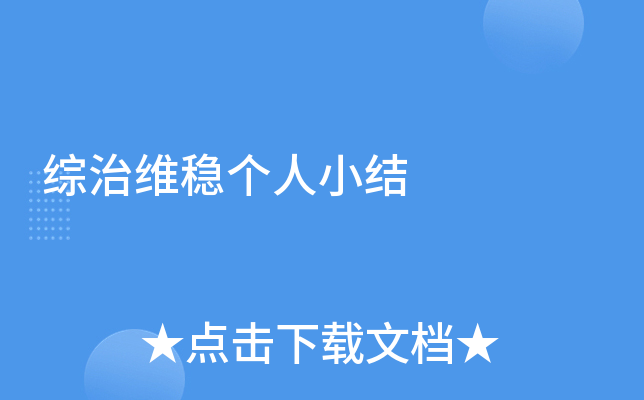 综治维稳个人小结