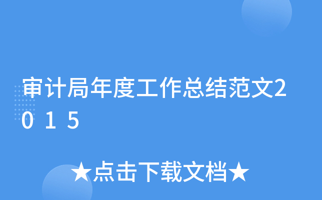 审计局年度工作总结范文2015