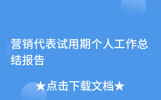 营销代表试用期个人工作总结报告
