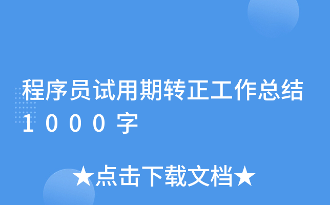 程序员试用期转正工作总结1000字