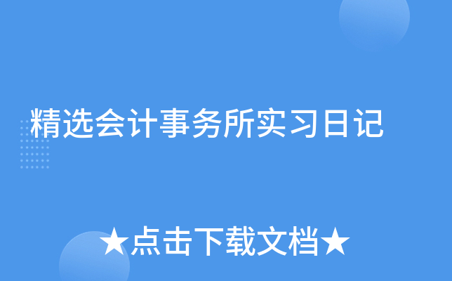 精选会计事务所实习日记