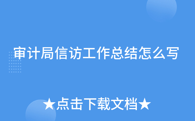 审计局信访工作总结怎么写