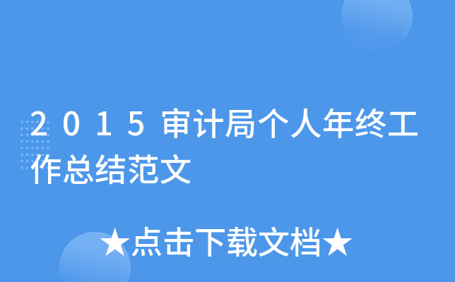2015审计局个人年终工作总结范文