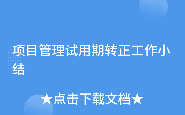 项目管理试用期转正工作小结