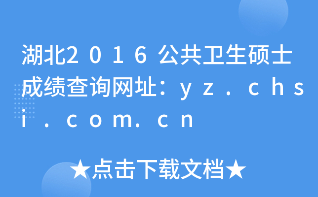 湖北2016公共卫生硕士成绩查询网址：yz.chsi.com.cn