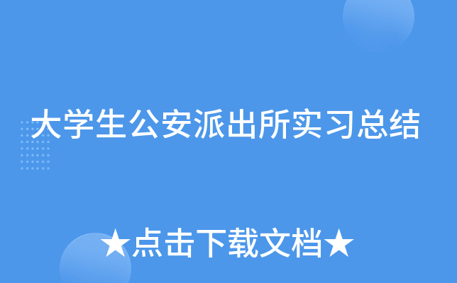 大开云kaiyun(中国)生公安派出所实习总结