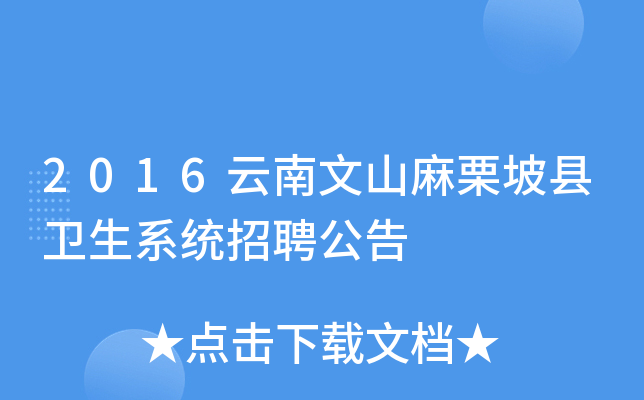 2016云南文山麻栗坡县卫生系统招聘公告