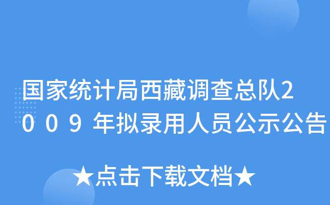 国家统计局西藏调查总队2009年拟录用人员公示公告