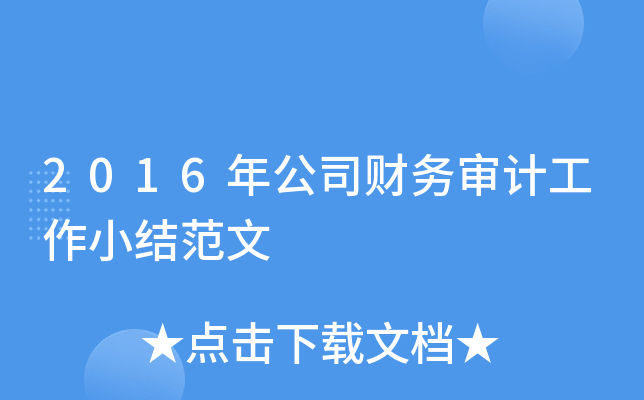 2016年公司财务审计工作小结范文