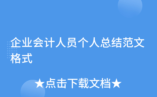 企业会计人员个人总结范文格式