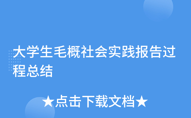 大开云kaiyun(中国)生毛概社会实践报告过程总结