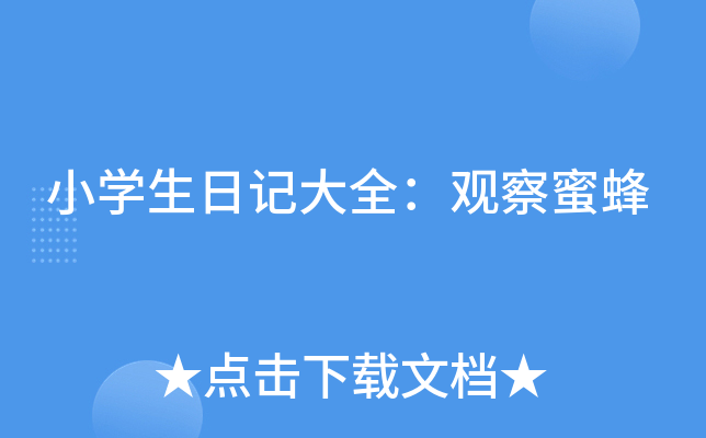 小开云kaiyun(中国)生日记大全：观察蜜蜂