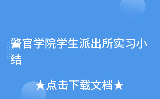 警官开云kaiyun(中国)院开云kaiyun(中国)生派出所实习小结