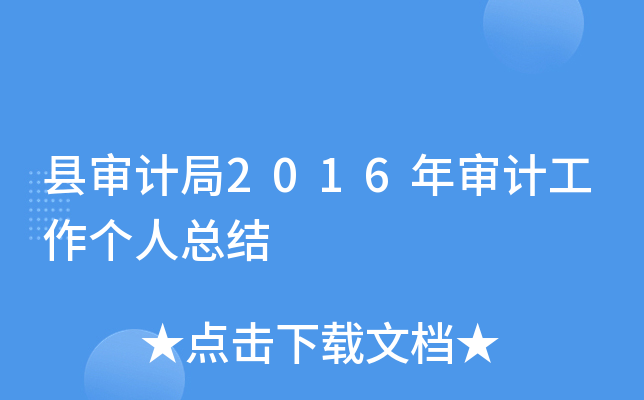 县审计局2016年审计工作个人总结