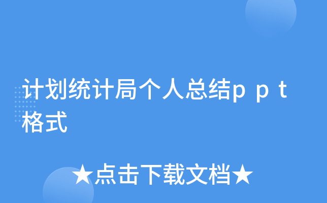 计划统计局个人总结ppt格式